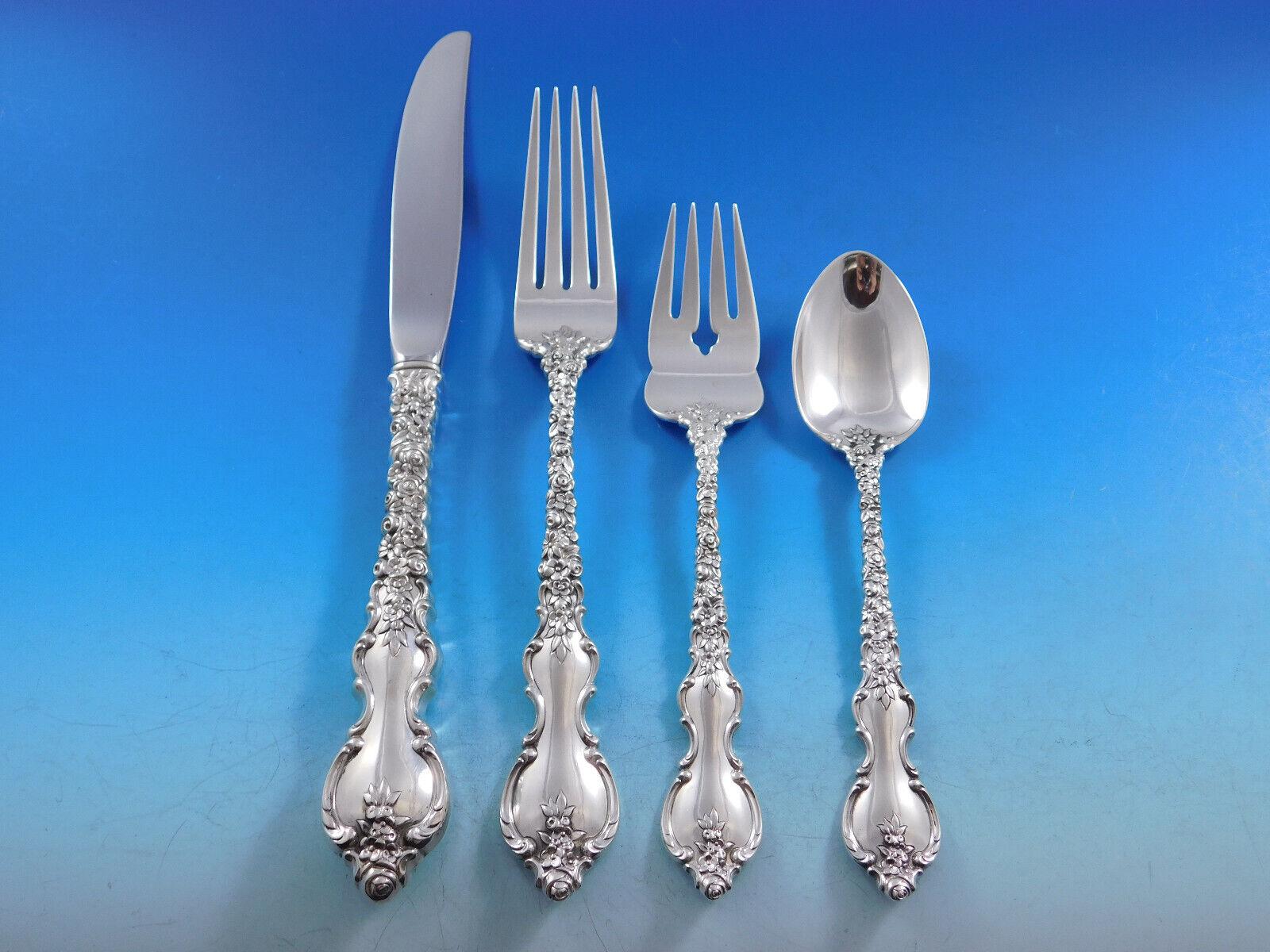 Du Barry by International Sterling Silver Flatware Service 12 Set 70 pcs Dinner In Excellent Condition For Sale In Big Bend, WI