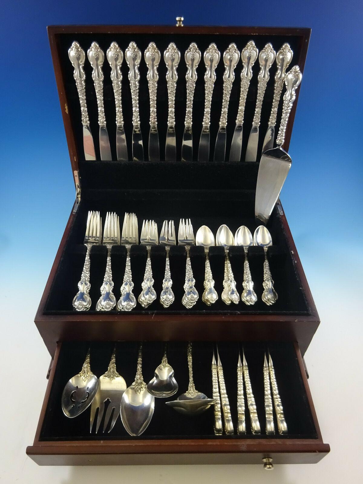 Du Barry by International Sterling Silver Flatware Set Service 66 Pcs Dinner In Excellent Condition In Big Bend, WI