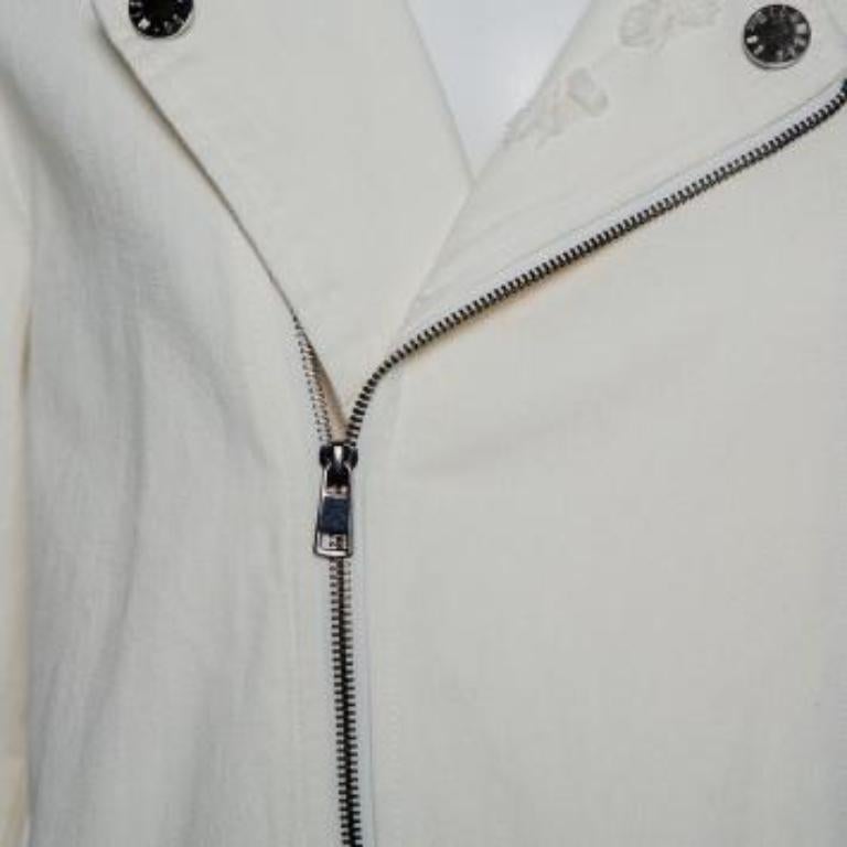Du Mishmash Cream Denim Embellished Detail Jacket M For Sale 3