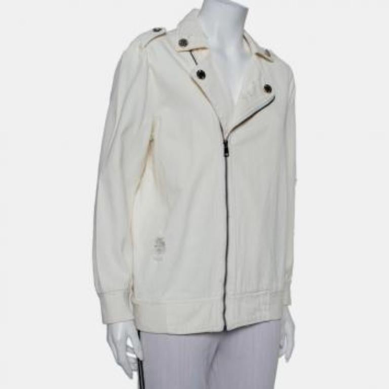 Du Mishmash Cream Denim Embellished Detail Jacket M For Sale 4
