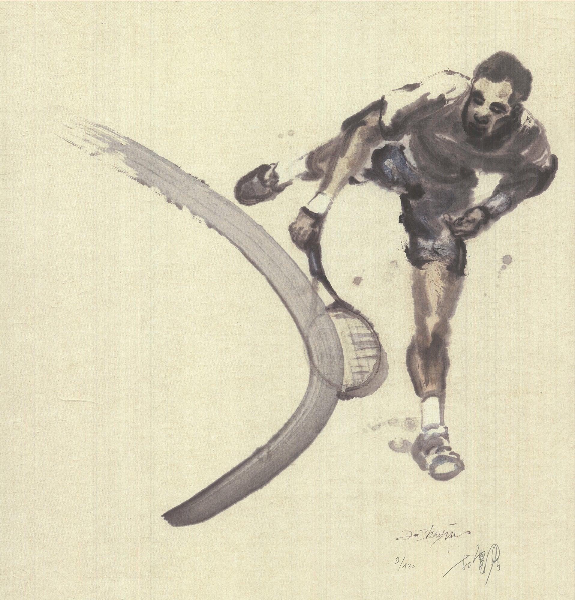 Zhenjun-Roland Garros French Open 2015 Vintage - Beige Figurative Print by Du Zhenjun
