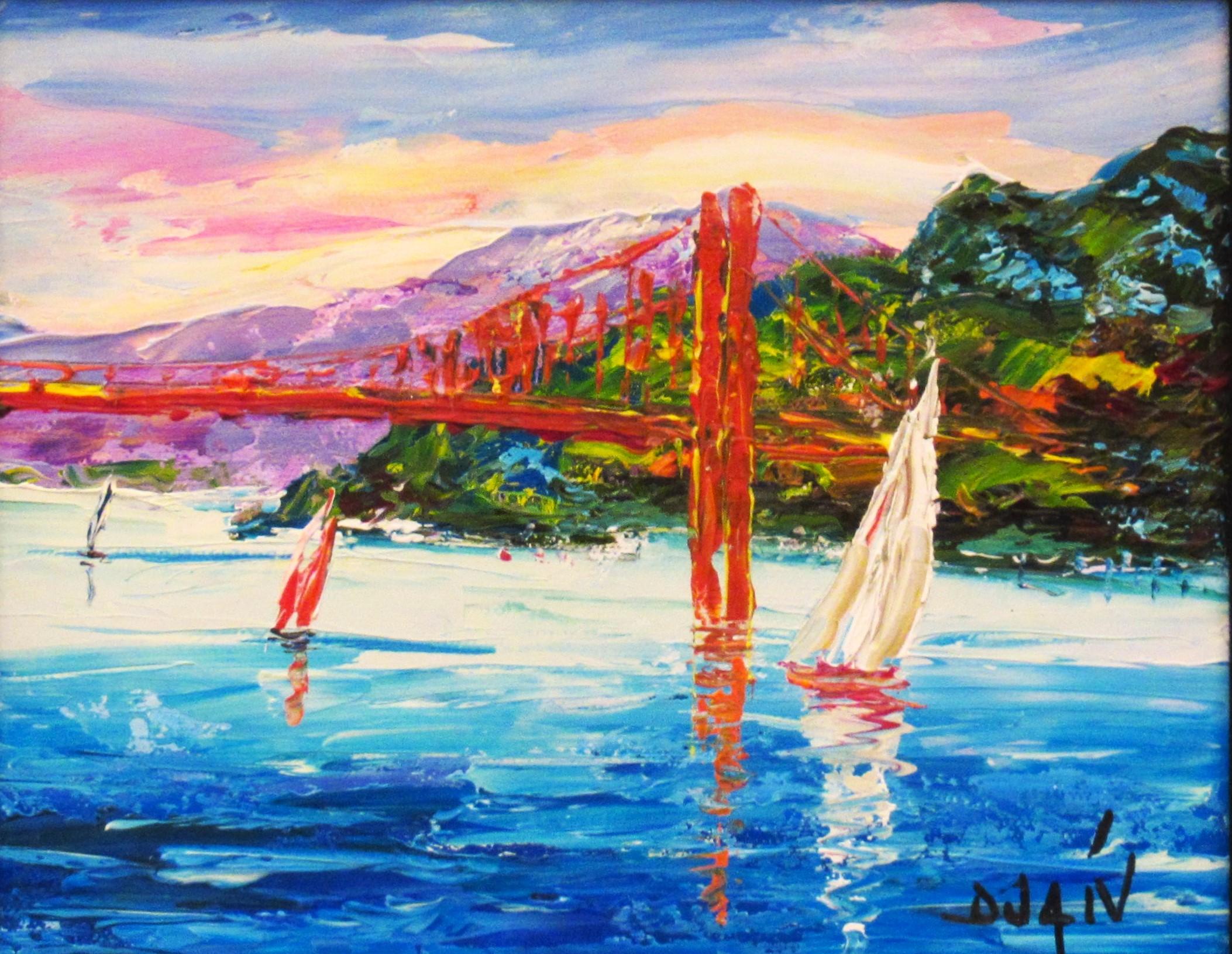 Sailing in San Francisco - Painting by Duaiv 