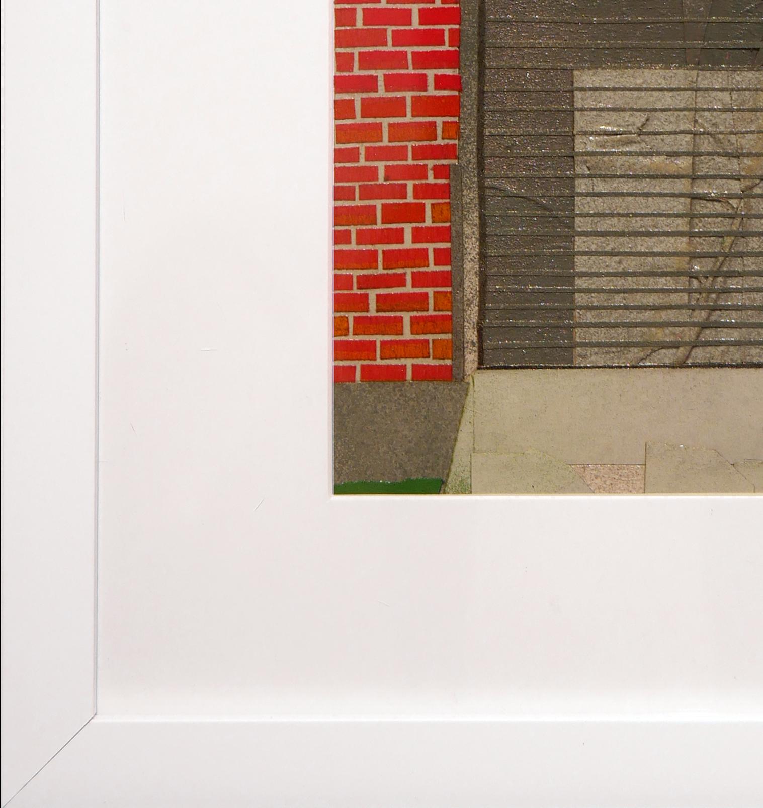 Collage de paysage abstrait contemporain en techniques mixtes « 2208 McKinney Gate » 2