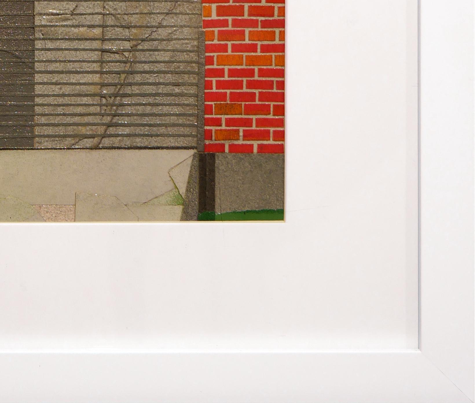 Collage de paysage abstrait contemporain en techniques mixtes « 2208 McKinney Gate » 3