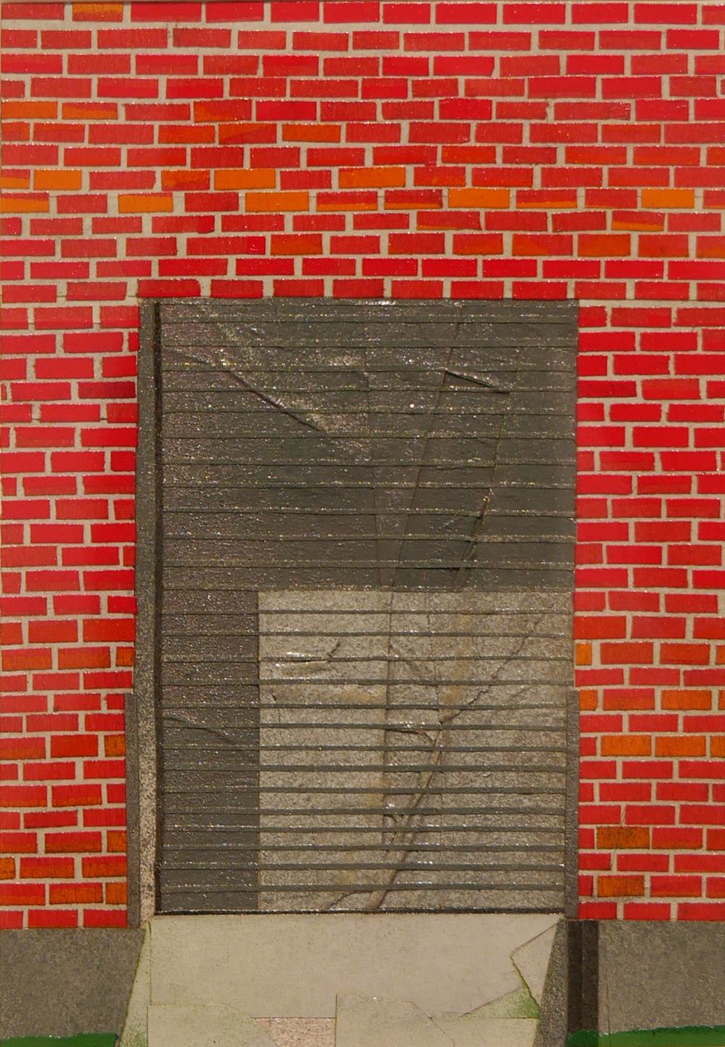 Collage de paysage abstrait contemporain en techniques mixtes « 2208 McKinney Gate » 4