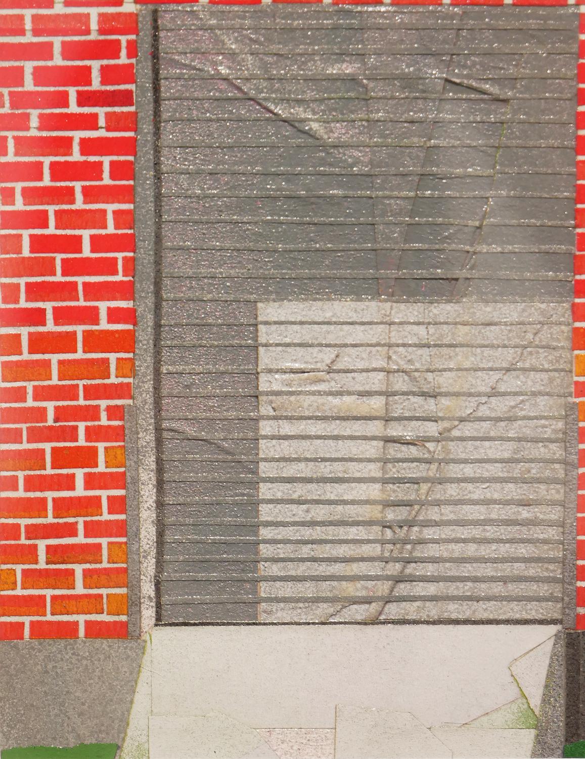 Collage de paysage abstrait contemporain en techniques mixtes « 2208 McKinney Gate » 5