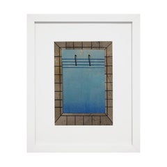 "Deep End" Contemporary Abstract Mixed Media Swimming Pool Landscape Collage