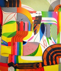 Buntes zeitgenössisches abstraktes Gemälde „Tropical Boom“ aus Dschungelholz