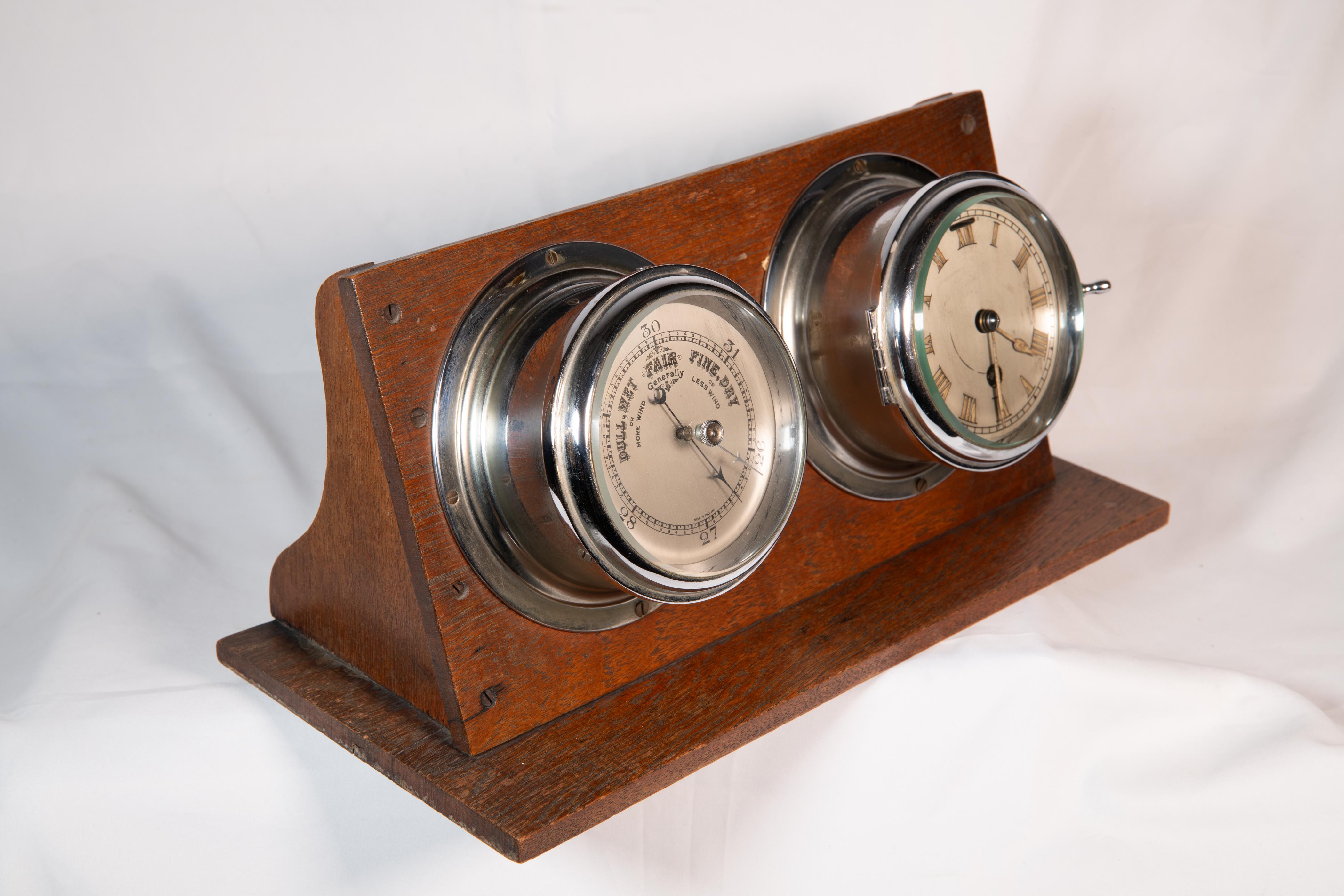 English Dual Barometer And Clock Piece For Sale