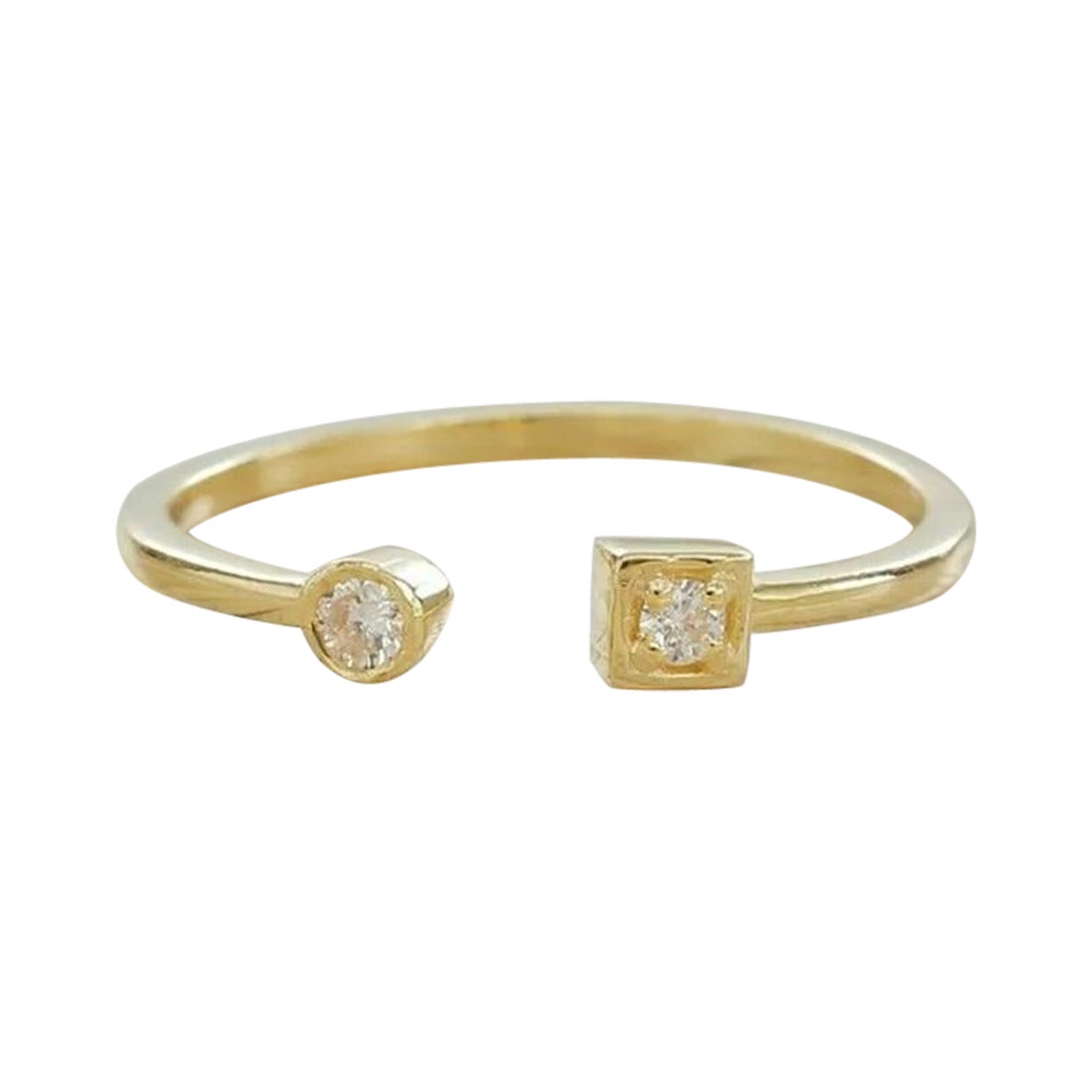Dual Birthday Stein Diamantring aus 14k massivem Gold mit Diamanten