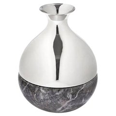Dual Bud Vase in Carnico Marble and Polished Metal by ANNA new york