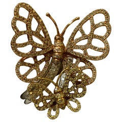 Dual Butterfly Ring with Diamonds in 18 Karat Gold
