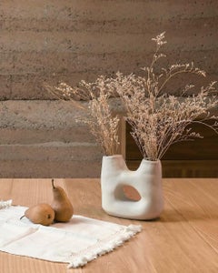 Dual Clay Handmade Organic Modern Vase Natural Cream Beige