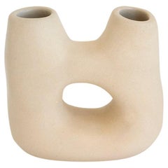 Dual Clay Vase moderne organique fait à la main Crème Nature Beige