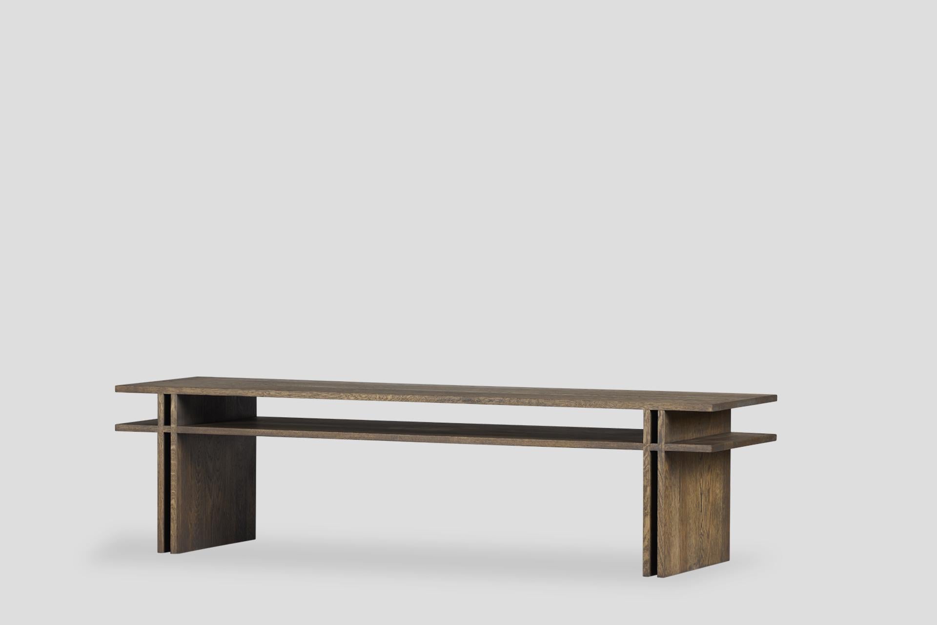 Quercia Tavolino da caffè Dual in legno massiccio Oak, ripiano fisso - Charcoal in vendita