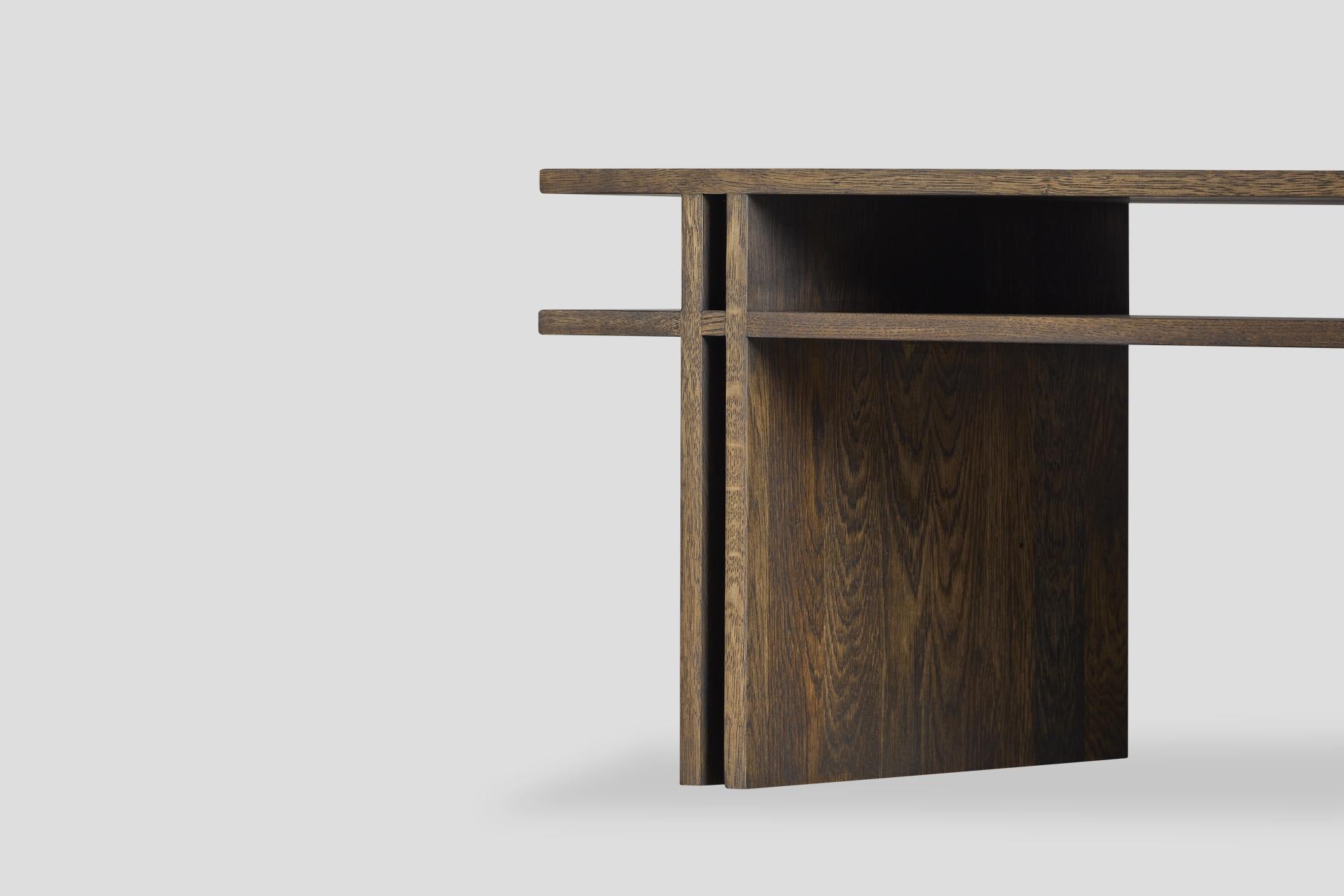Tavolino da caffè Dual in legno massiccio Oak, ripiano fisso - Charcoal in vendita 1