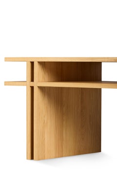 Dual Coffee Table Solid Wood Oak, Fixed Shelf
