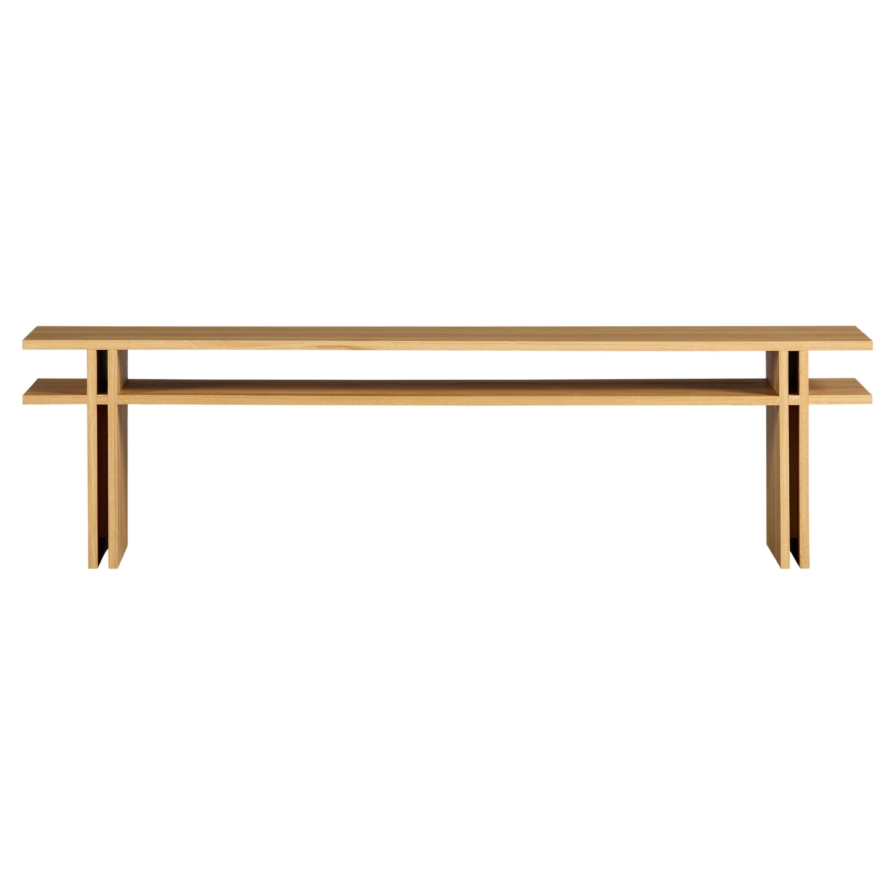Mesa de centro doble Madera maciza Roble, Estante fijo