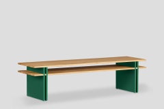 Dual Couchtisch Massivholz Eiche, fester Einlegeboden - Grün