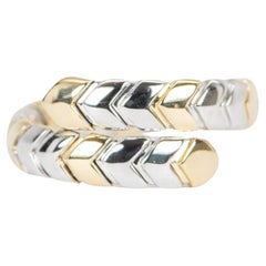 Dual Color 18K Gold Tubogas Stretch Bypass Ring Schlangen Serpentinen Design R5052