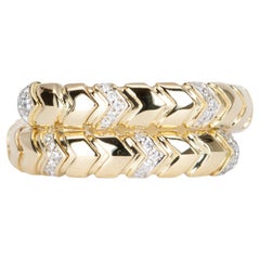 Dual Color 18k Gold Tubogas Stretch Bypass Ring with Diamonds R5059
