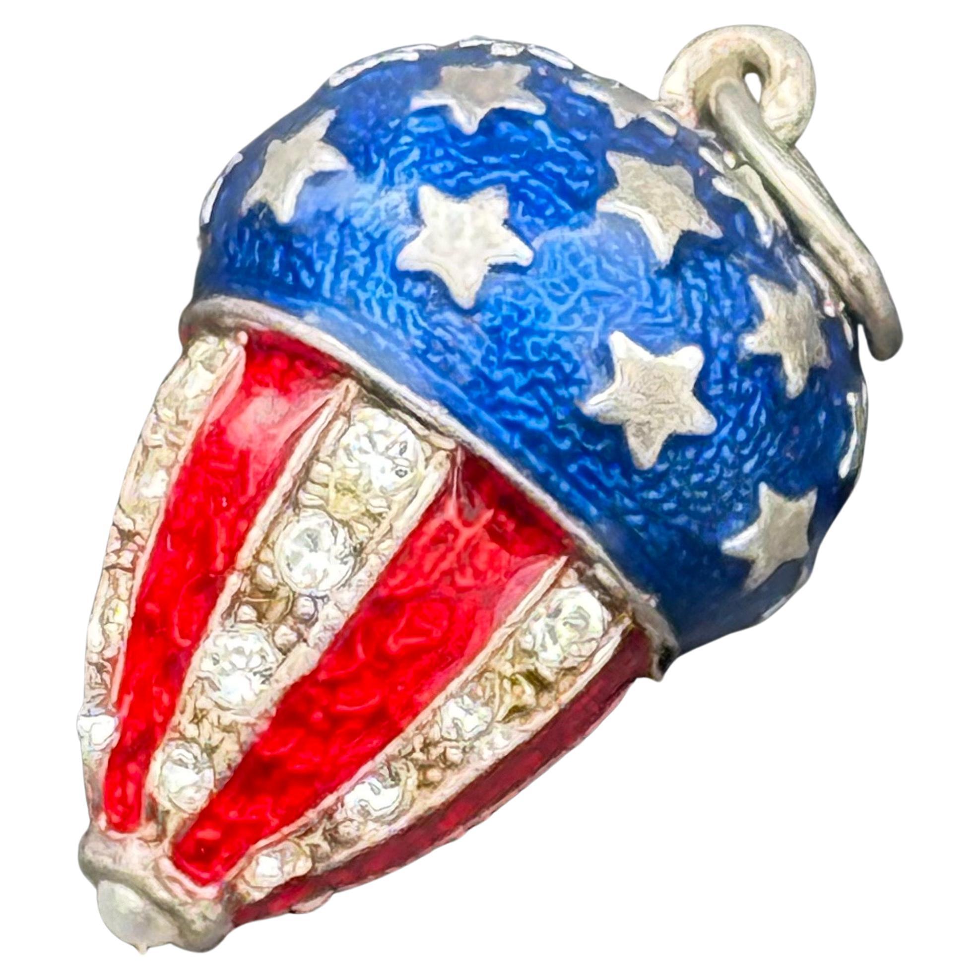 Dual Color Silver Enamel Egg Pendant Charm