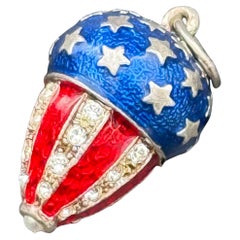 Dual Color Silver Enamel Egg Pendant Charm