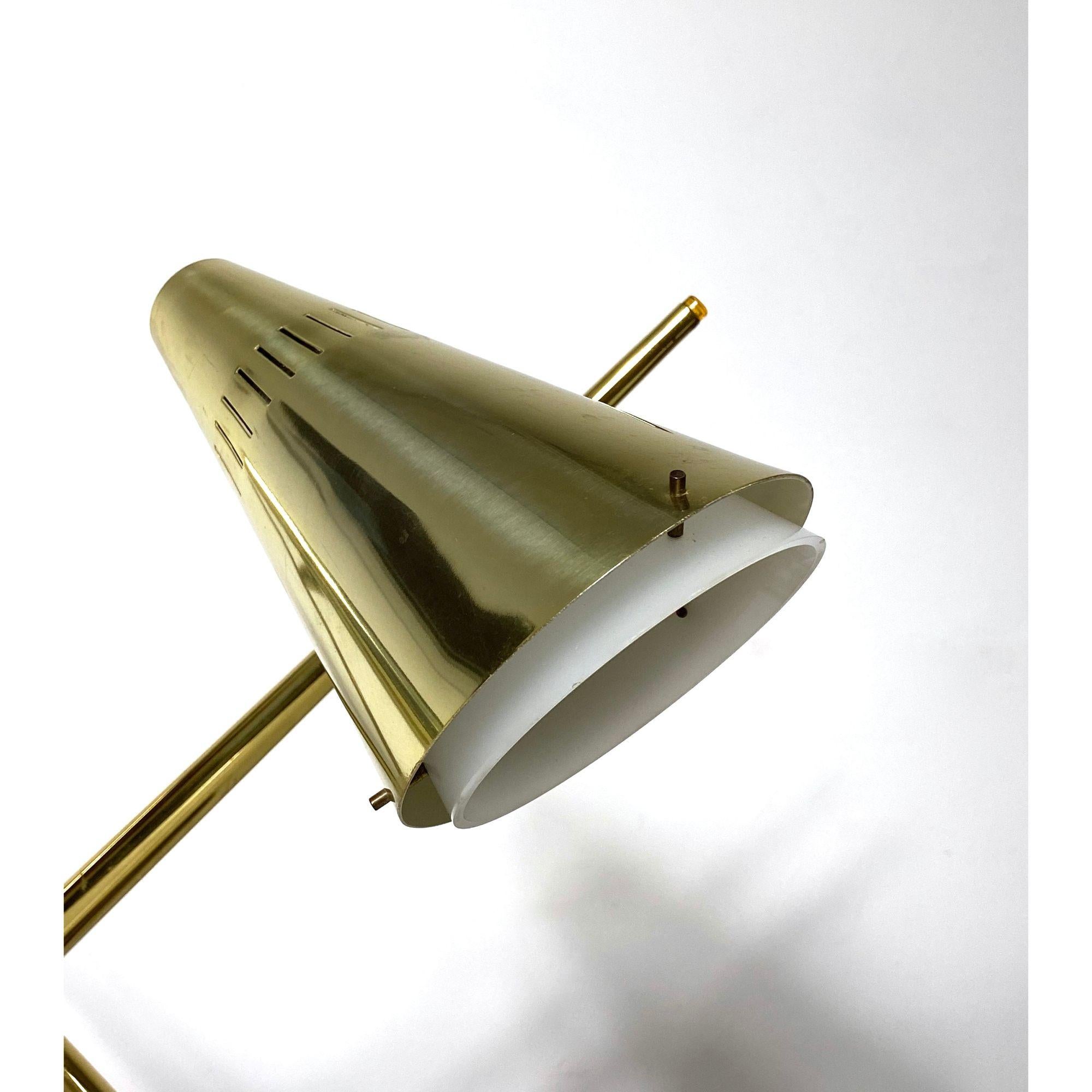 20th Century Dual Cone Desk Lamp in Brass and Glass  by Laurel Lamos, circa 1960s