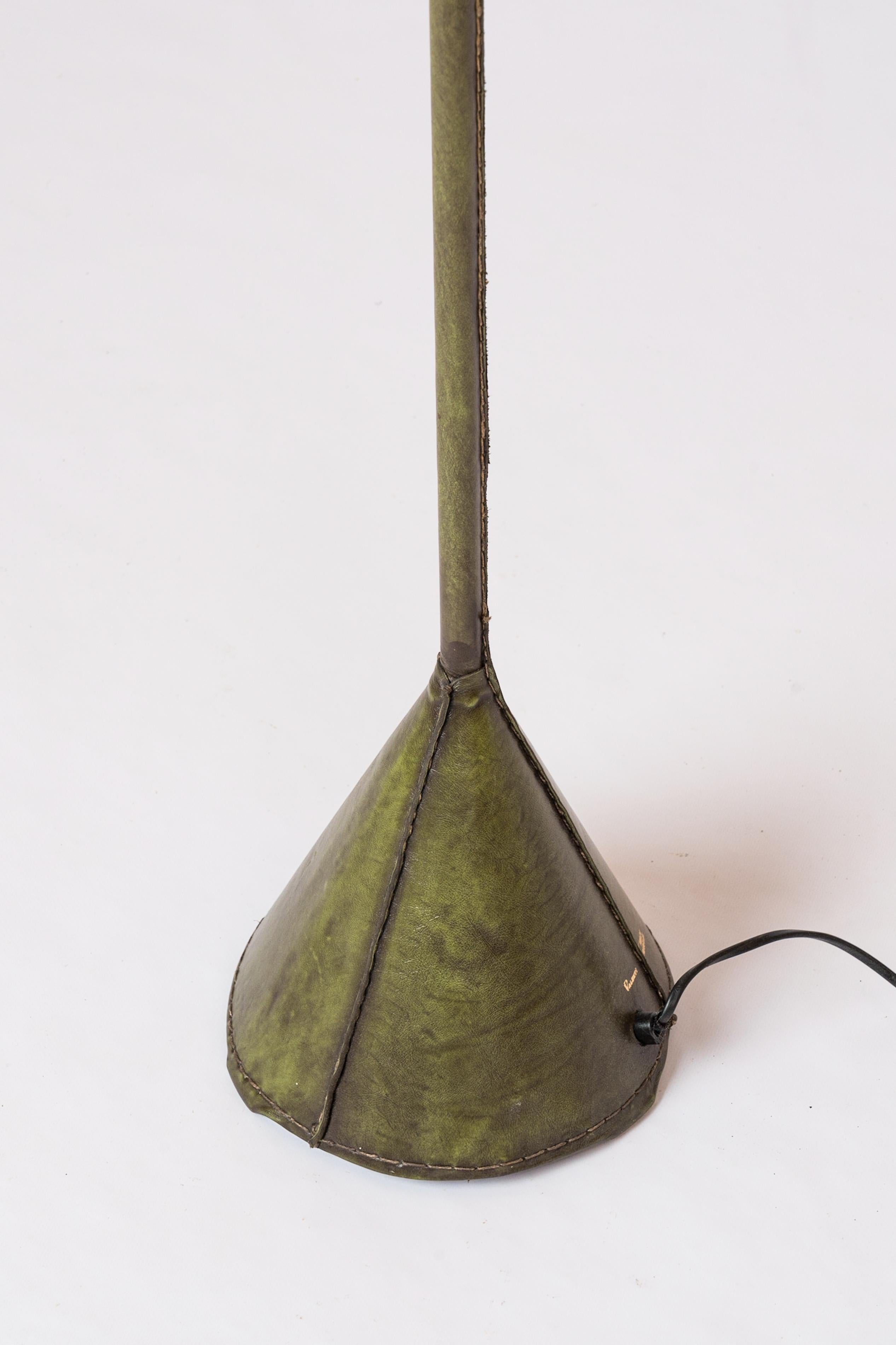 Spanish Dual Cones Leather Floor Lamp by Valenti - Spain 1960's For Sale