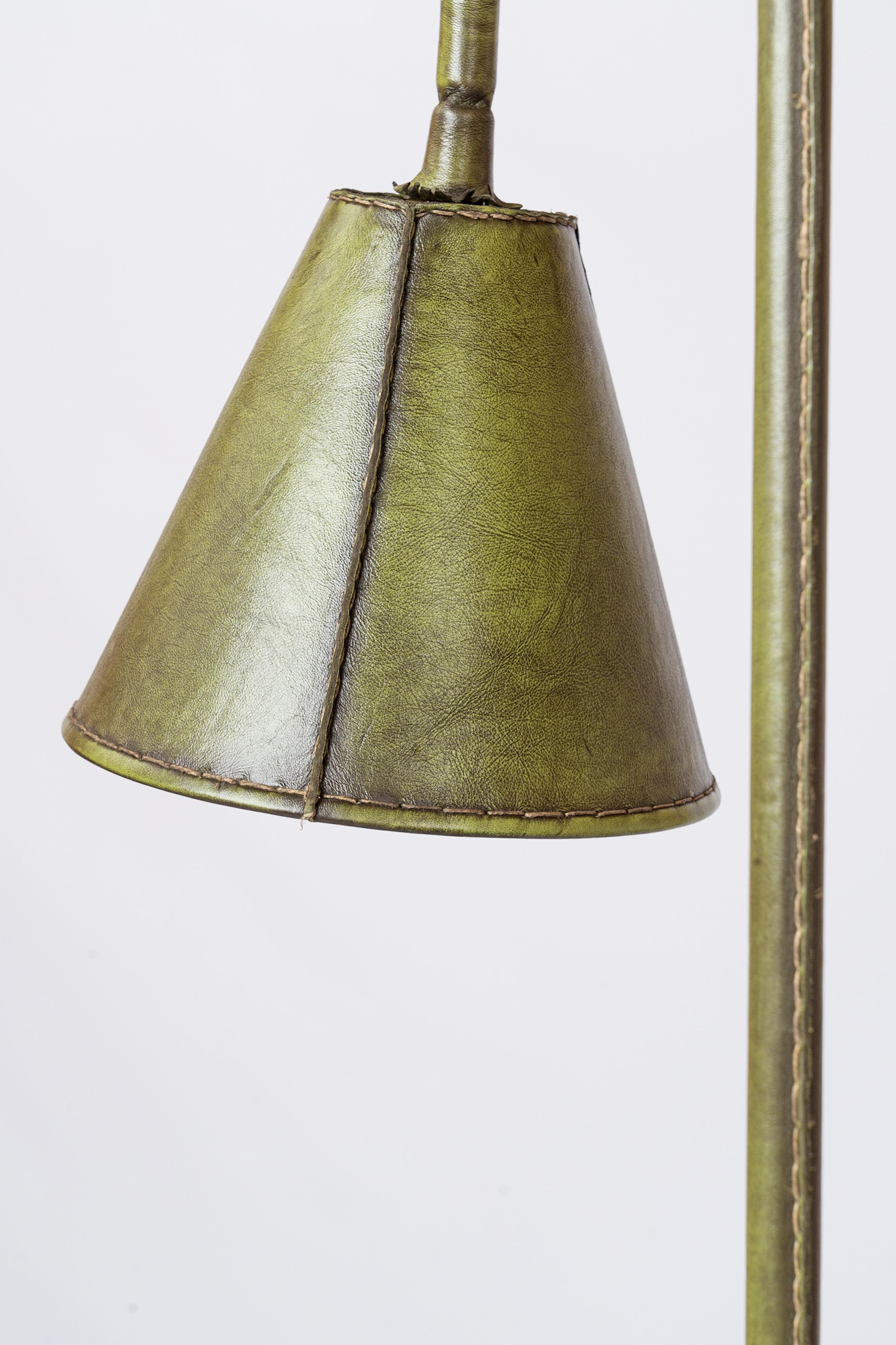Dual Cones Leather Floor Lamp by Valenti - Spain 1960's For Sale 1