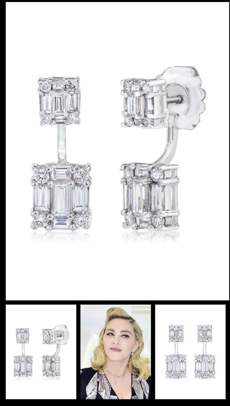 Dual Diamond Cube 18 Karat MMNY Ear Jackets For Sale 1