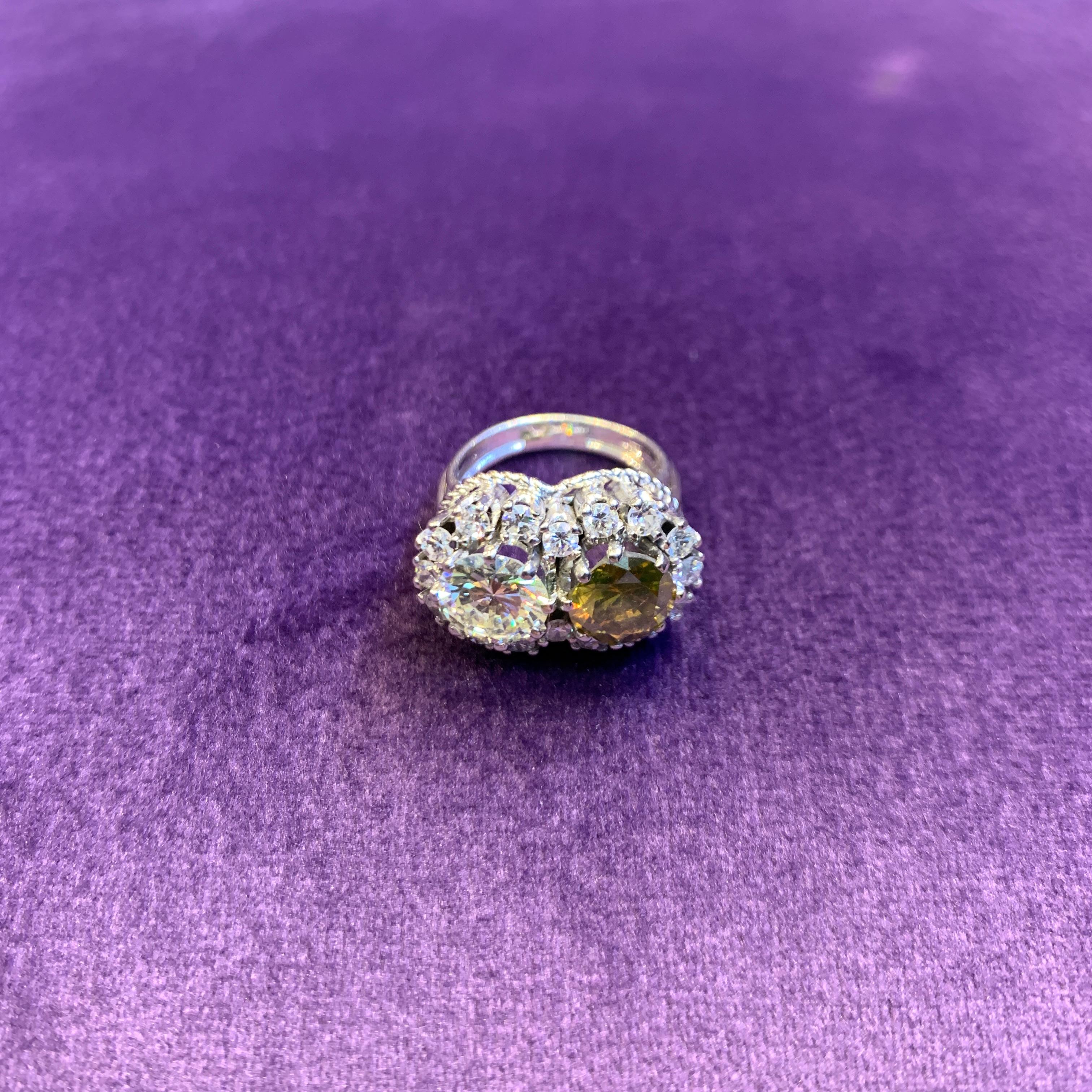Round Cut Dual Diamond Halo Ring For Sale