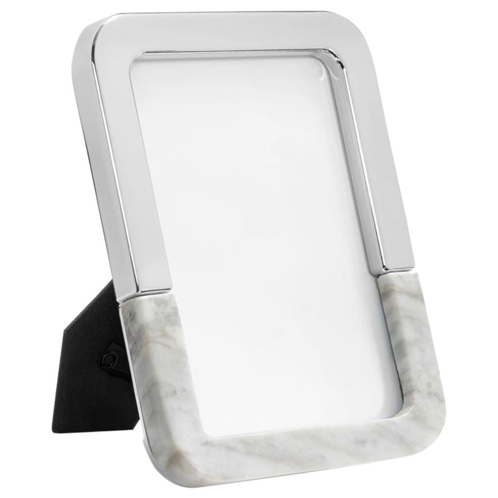 Dual Frame in Carrara Marble and Polished Metal by Anna New York