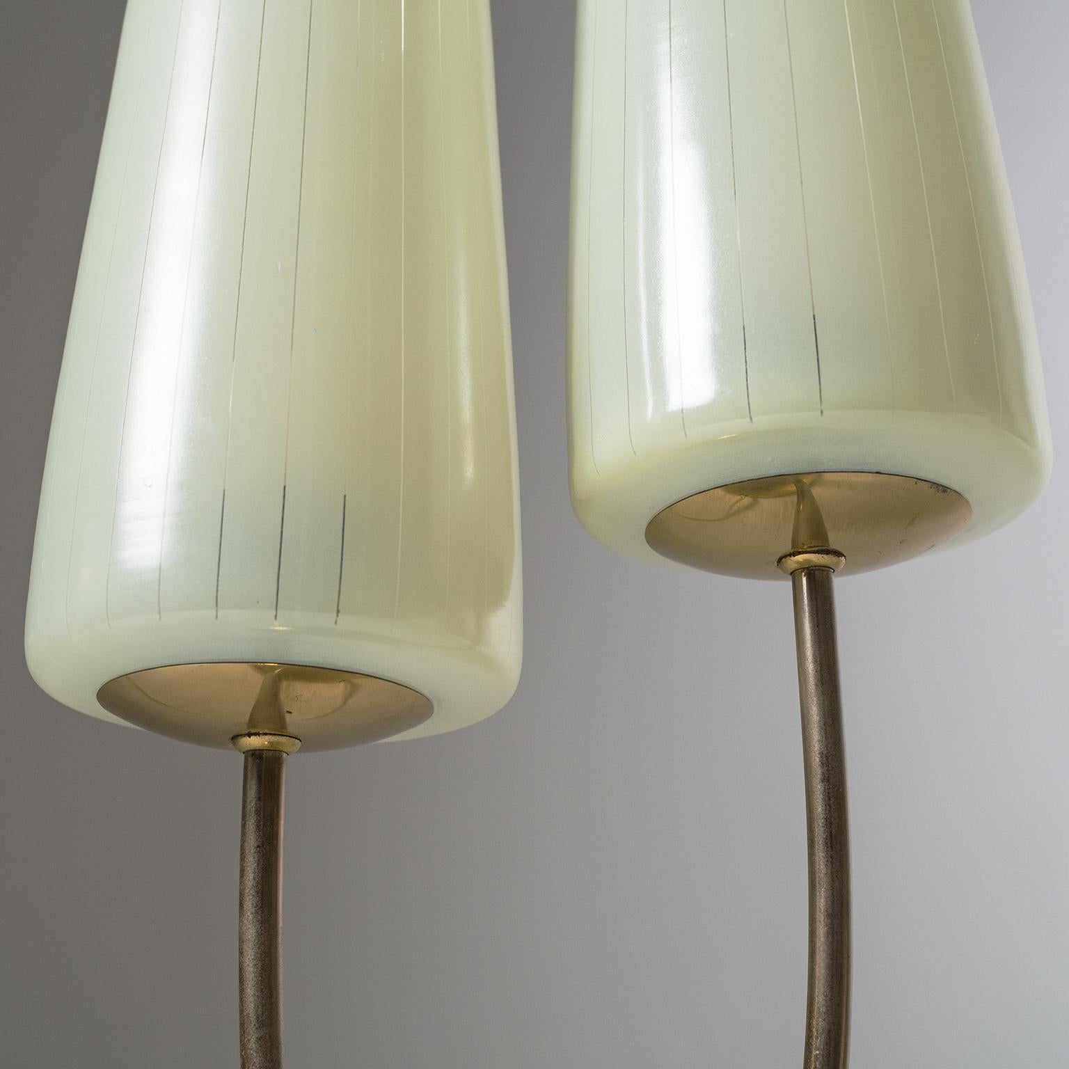 Dual Glass and Brass Table Lamp, circa 1950 In Good Condition In Vienna, AT