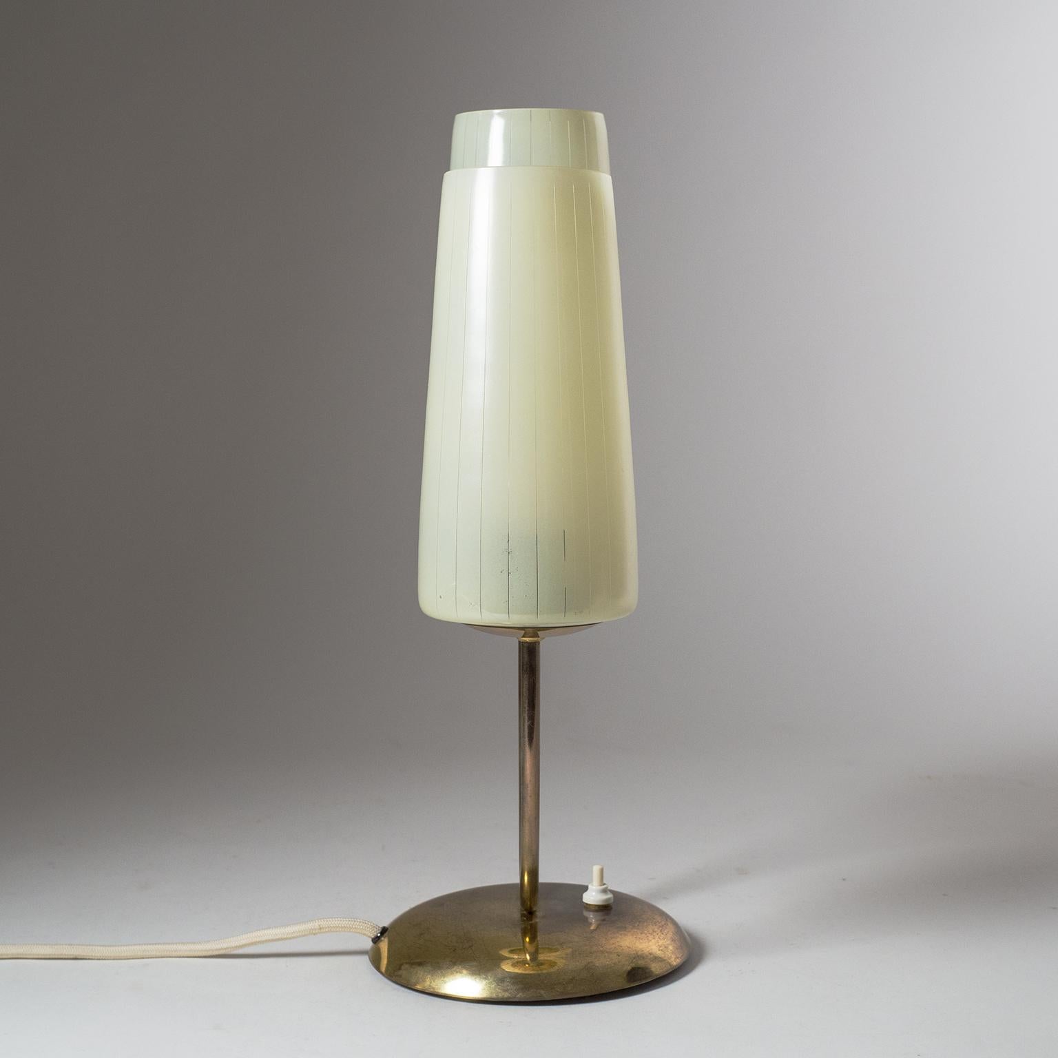 Mid-20th Century Dual Glass and Brass Table Lamp, circa 1950