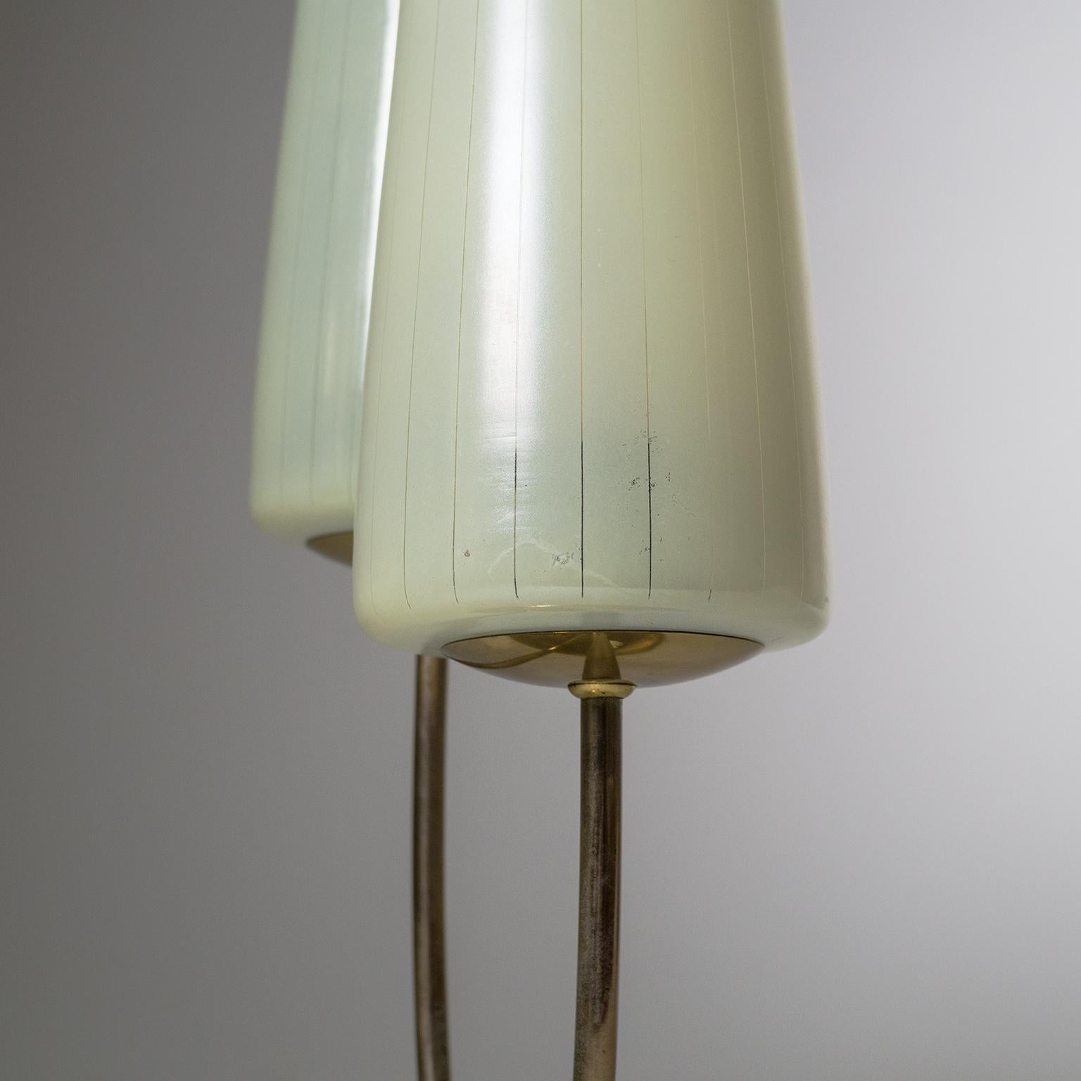 Dual Glass and Brass Table Lamp, circa 1950 1