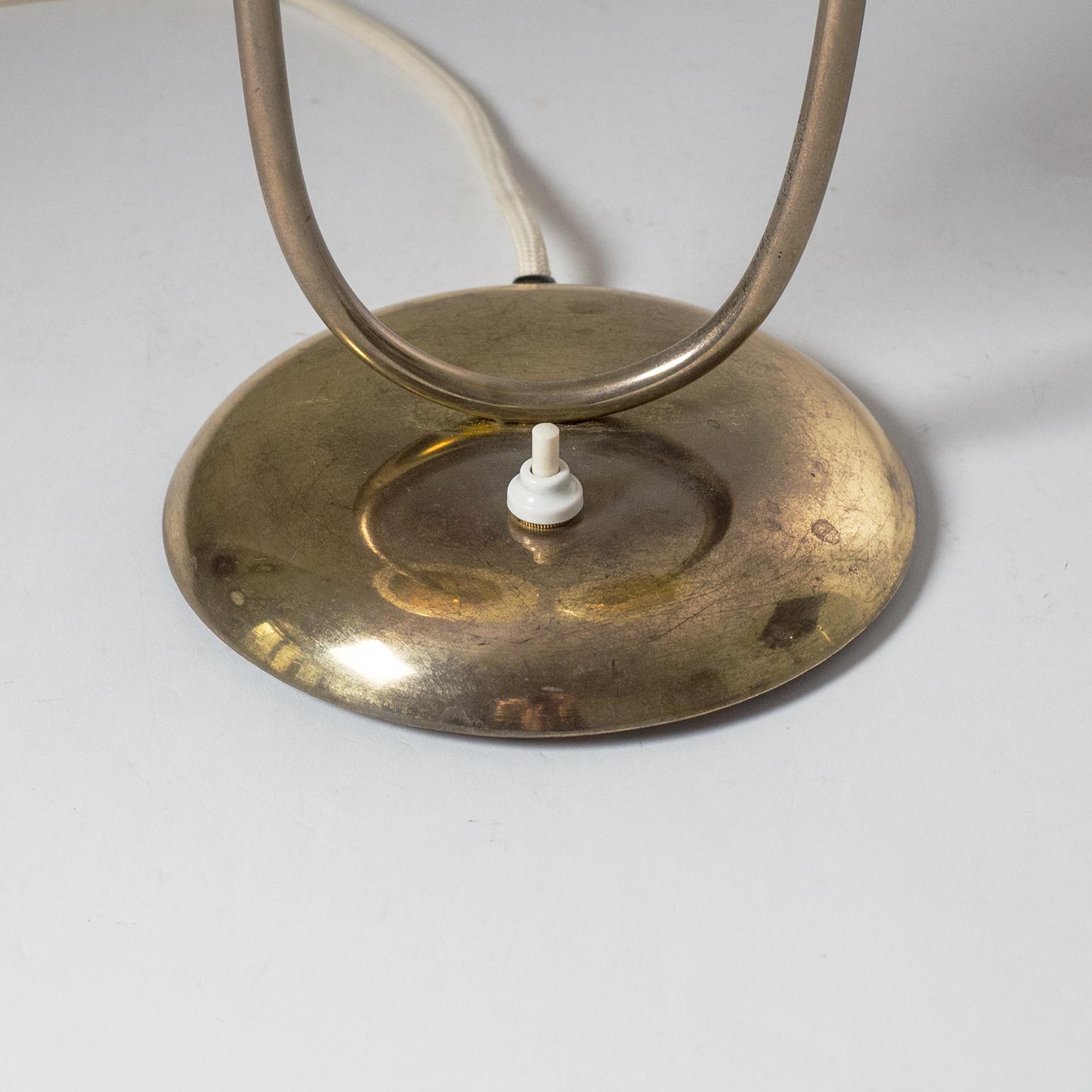 Dual Glass and Brass Table Lamp, circa 1950 2
