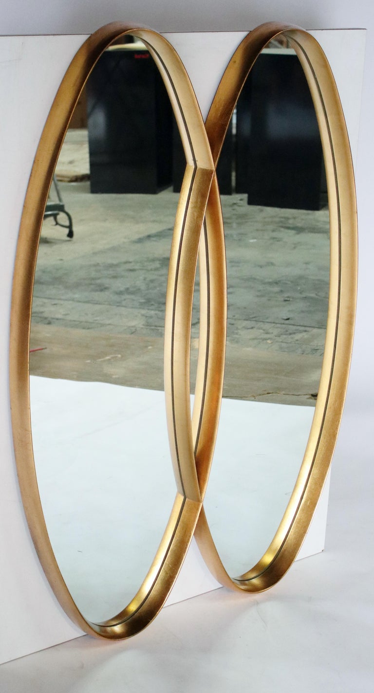 Dual Interlocking Gold Wood Frame Mirror For Sale at 1stDibs