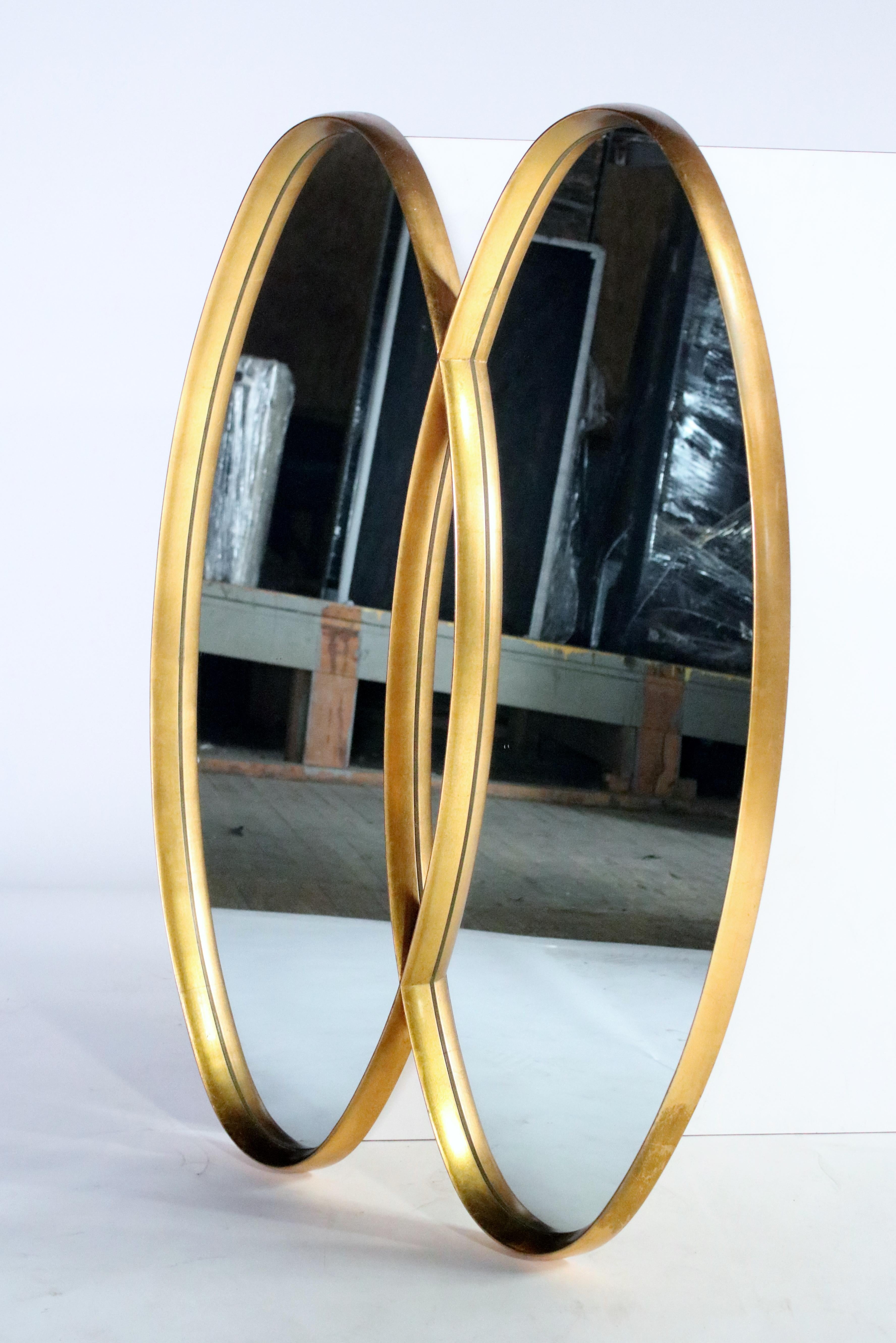 Dual Interlocking Gold Wood Frame Mirror For Sale 1