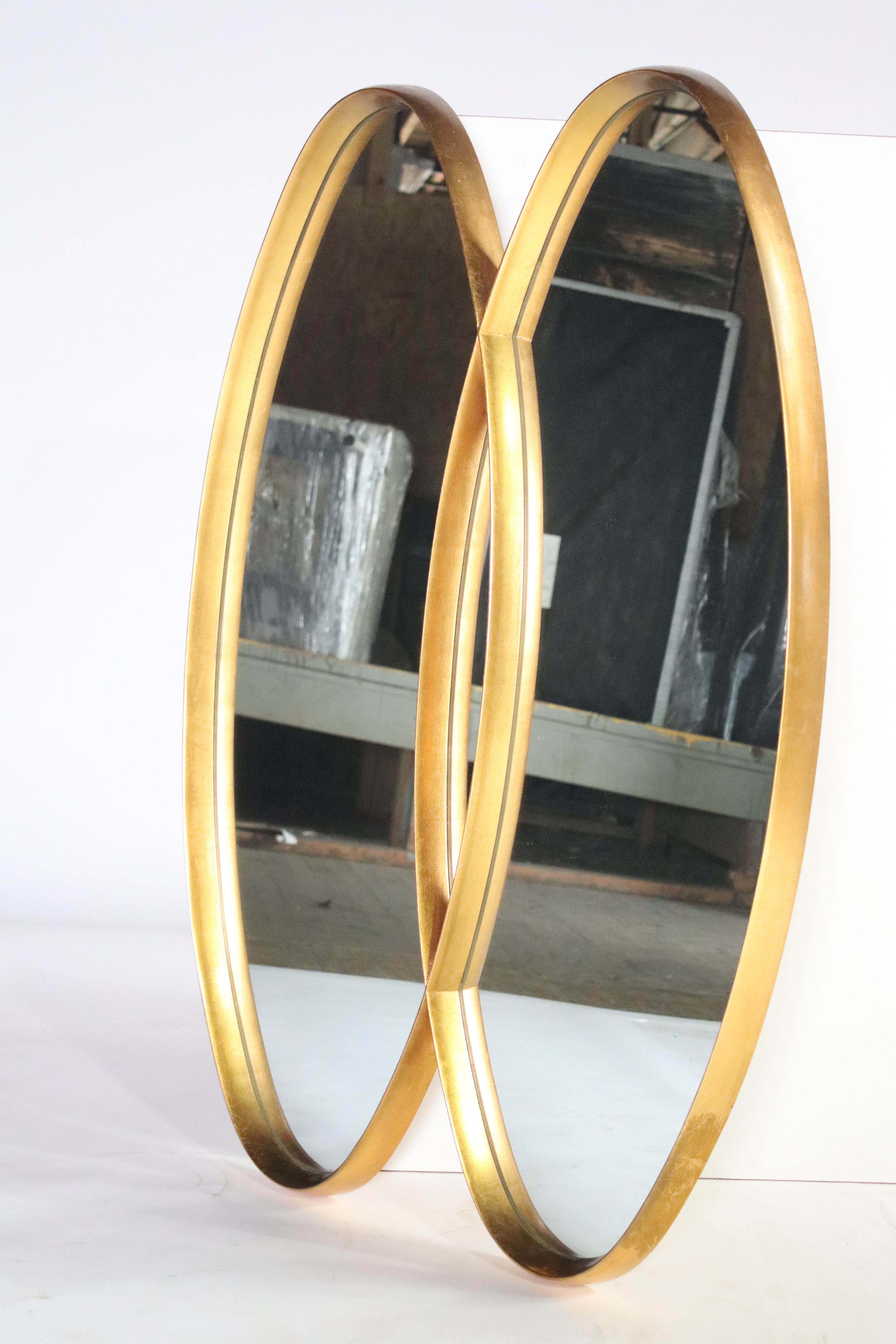 Dual Interlocking Gold Wood Frame Mirror For Sale 3