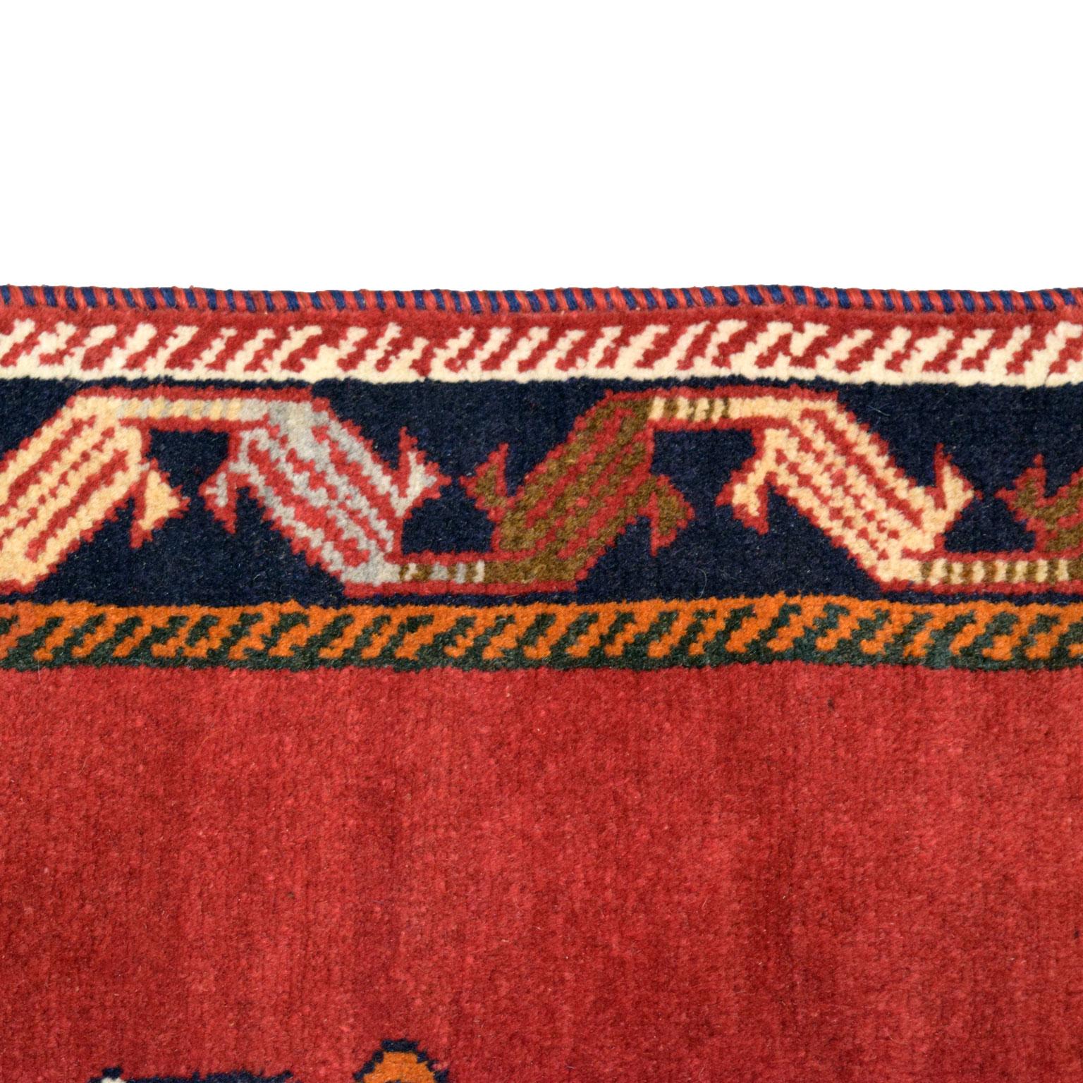 Tribal Vintage 1940s Persian Qashqai Leopard Rug, Dual Motif, 4' x 6' For Sale
