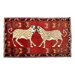 Tapis persan Qashqai léopard des années 1940, Dual Motif, 4' x 6'