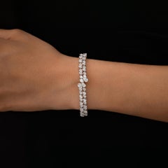 Pulsera de doble línea de diamantes naturales certificados de 4,90cts Oro Blanco de 14k