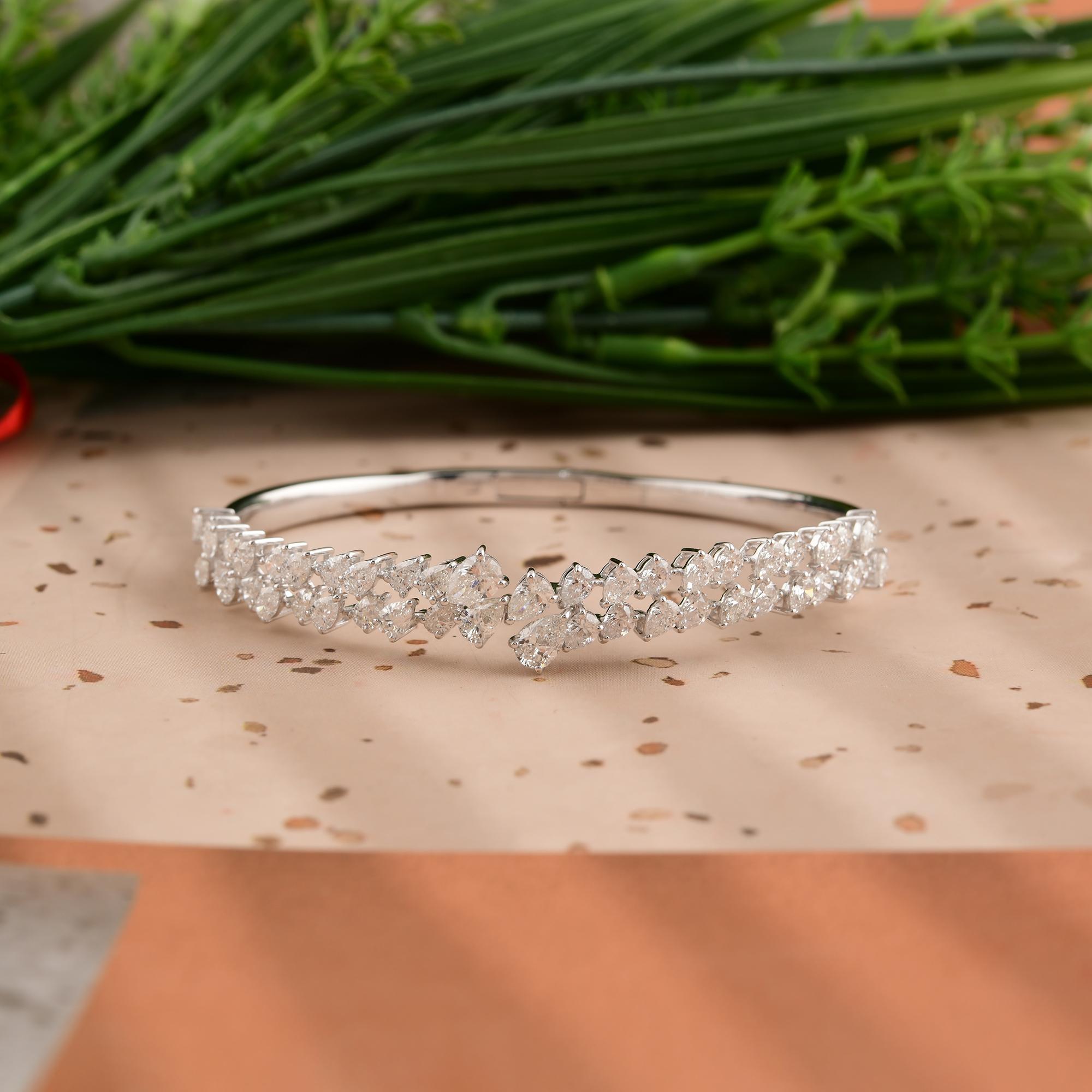 Pulsera de doble línea de diamantes naturales certificados de 4,90cts Oro Blanco de 14k Moderno en venta