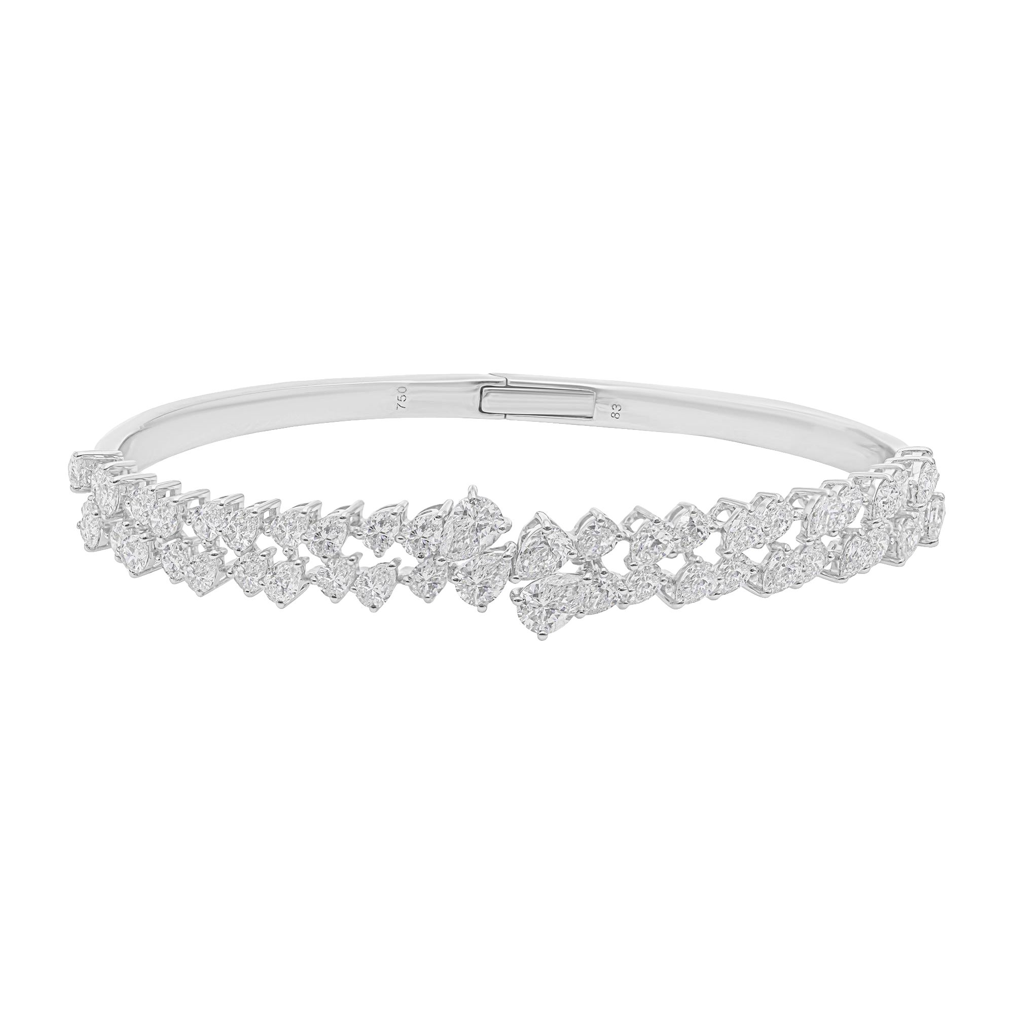 Pulsera de doble línea de diamantes naturales certificados de 4,90cts Oro Blanco de 14k