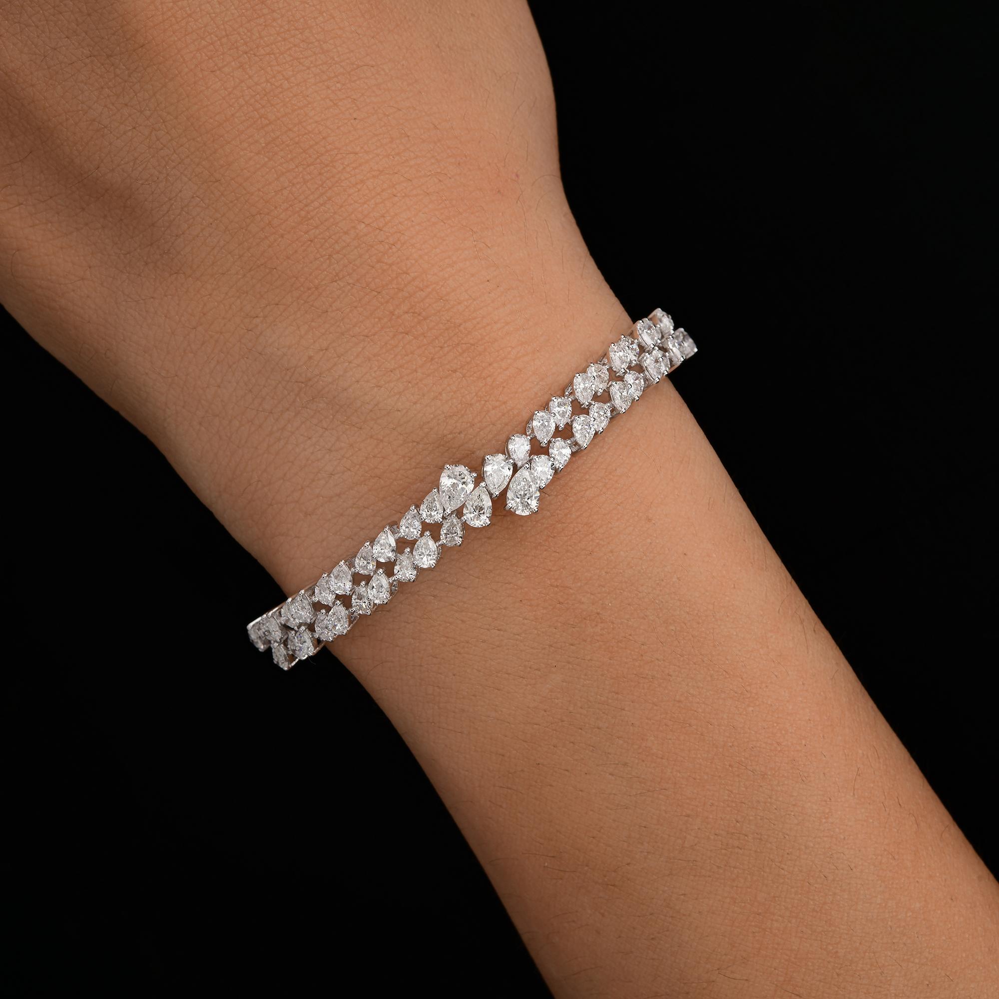 Dual Line Natural 4,90cts zertifiziert Diamant-Armband Armreif 18k Weißgold im Angebot 4