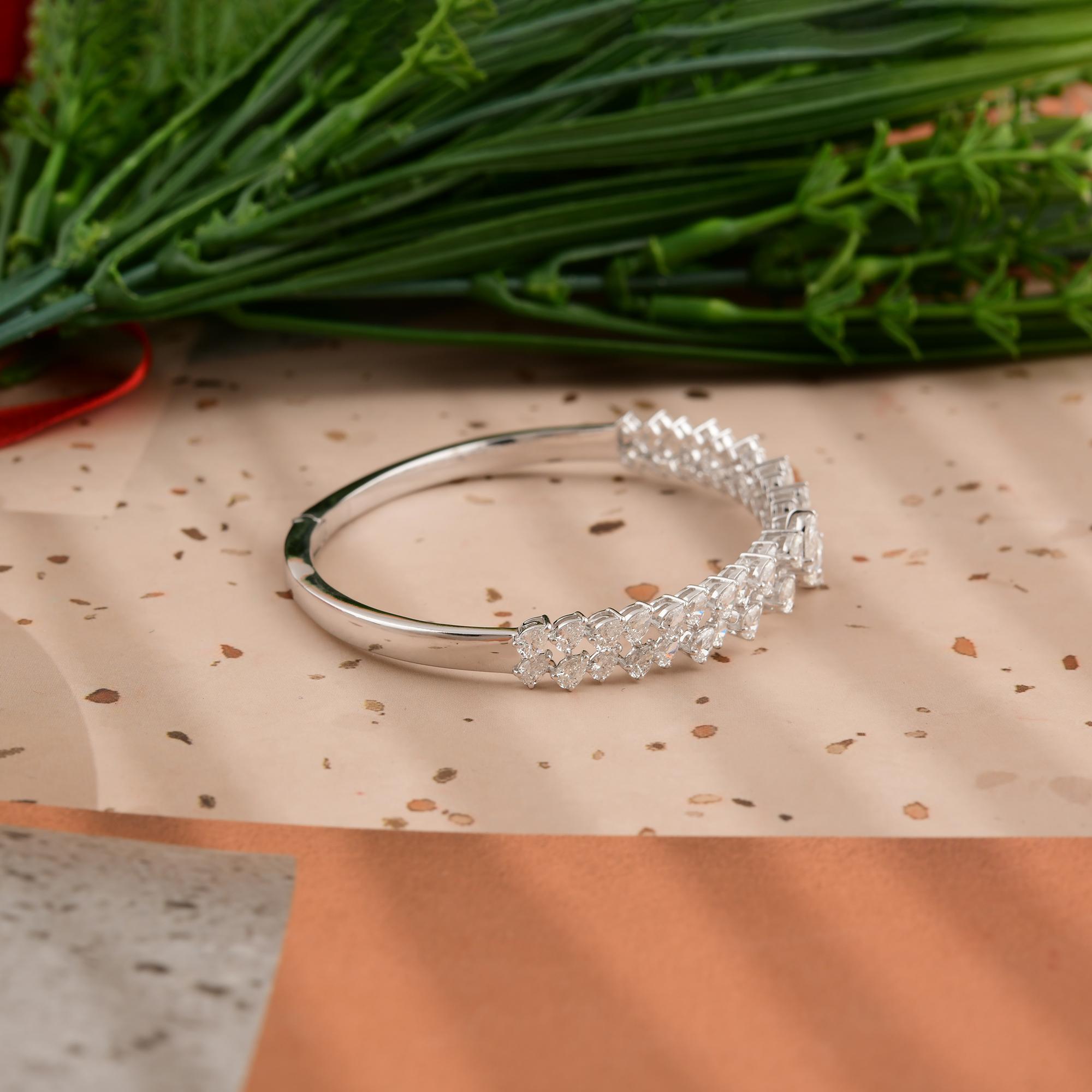 Dual Line Natural 4,90cts zertifiziert Diamant-Armband Armreif 18k Weißgold (Gemischter Schliff) im Angebot