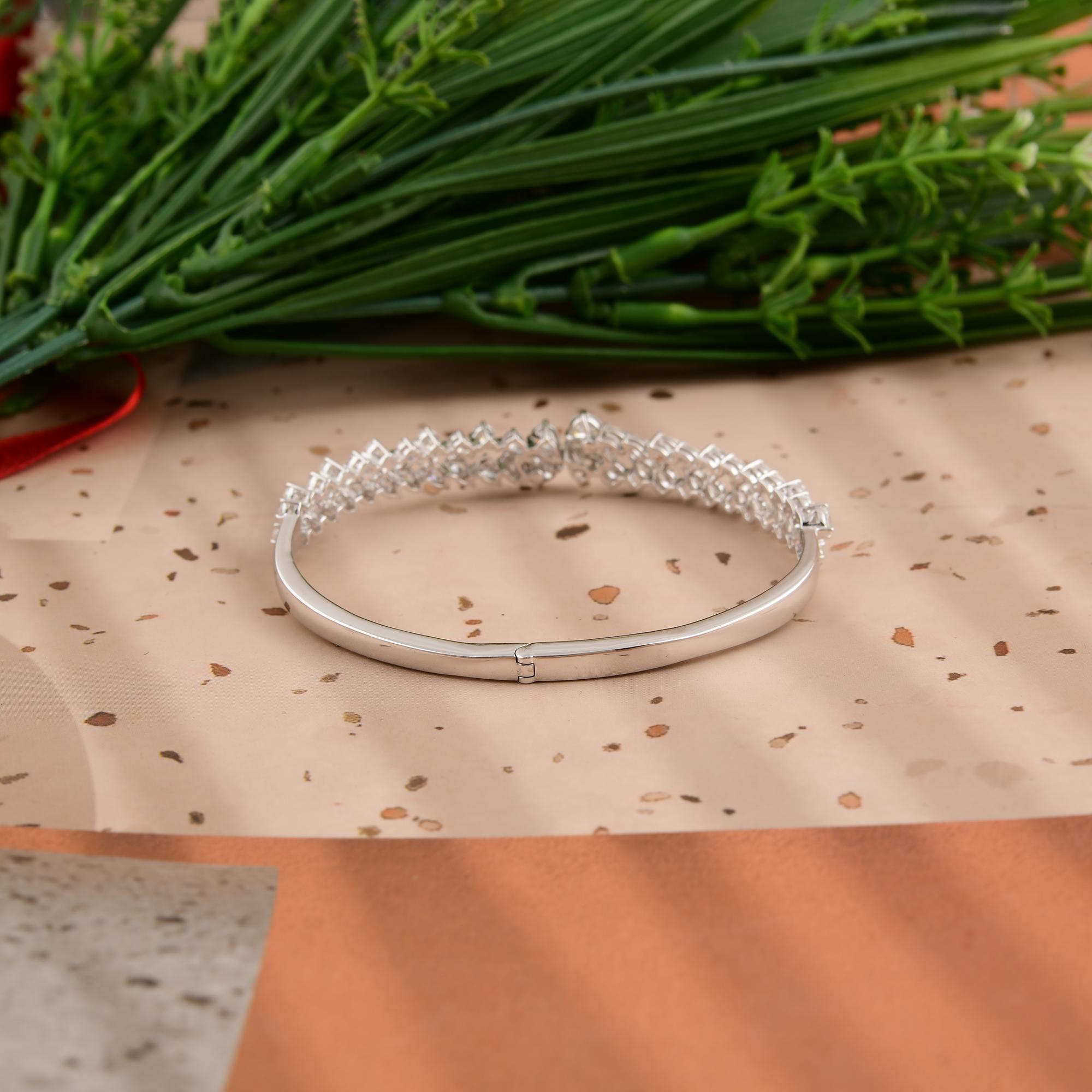Dual Line Natural 4,90cts zertifiziert Diamant-Armband Armreif 18k Weißgold im Zustand „Neu“ im Angebot in Diera, Dubai