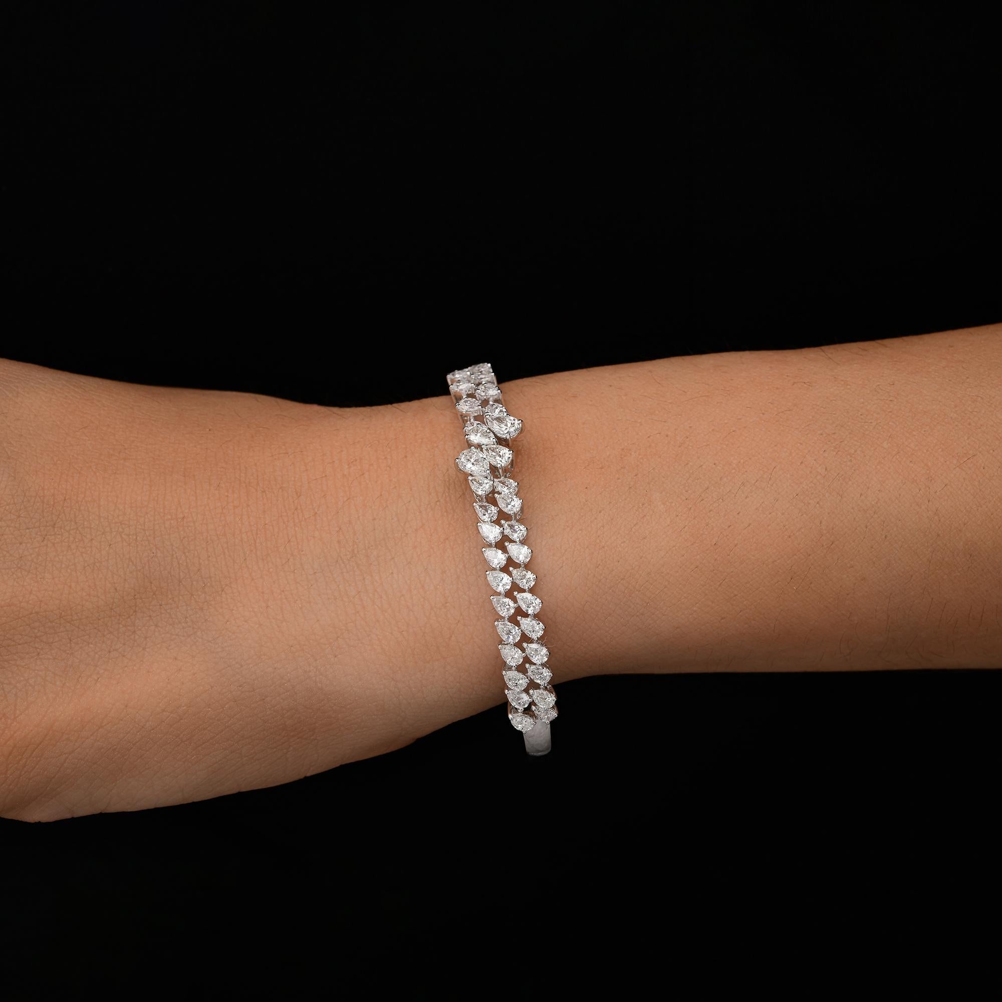 Dual Line Natural 4,90cts zertifiziert Diamant-Armband Armreif 18k Weißgold Damen im Angebot