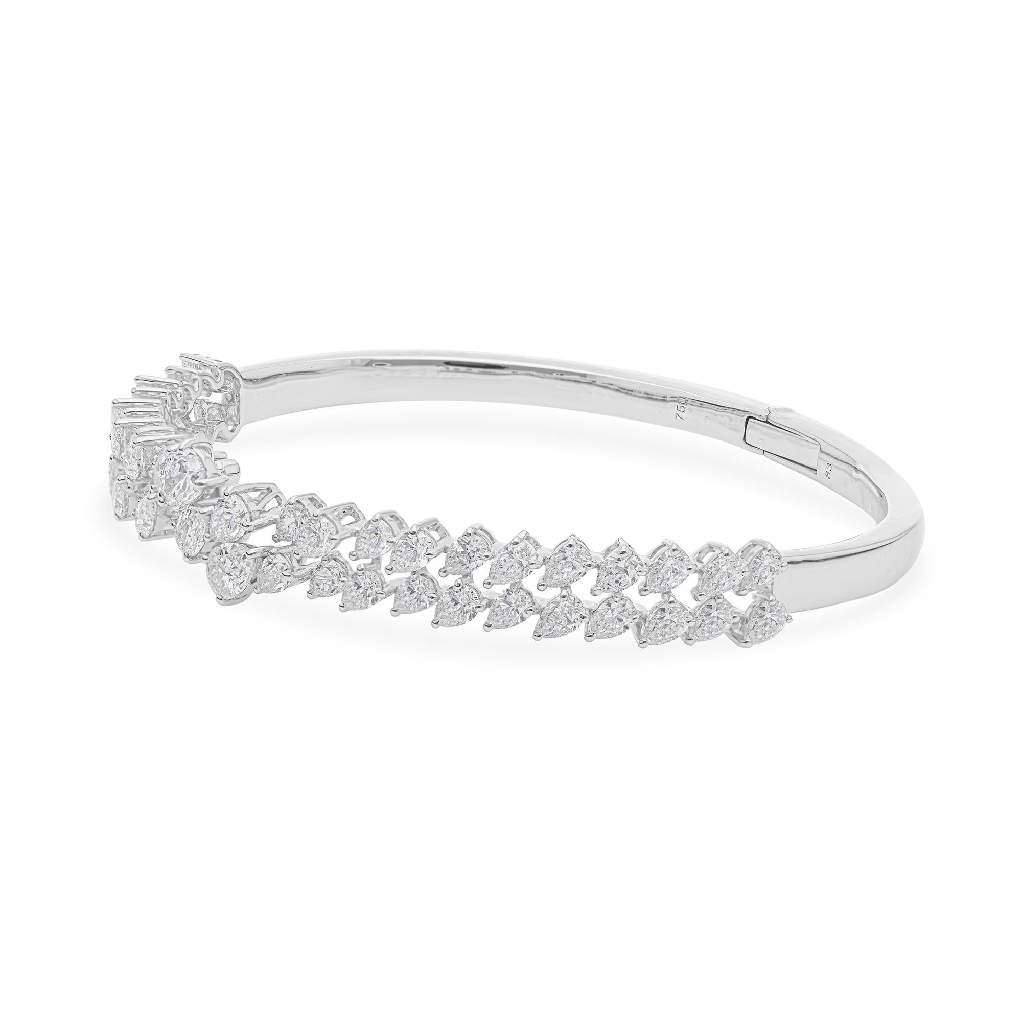 Dual Line Natural 4,90cts zertifiziert Diamant-Armband Armreif 18k Weißgold im Angebot 3